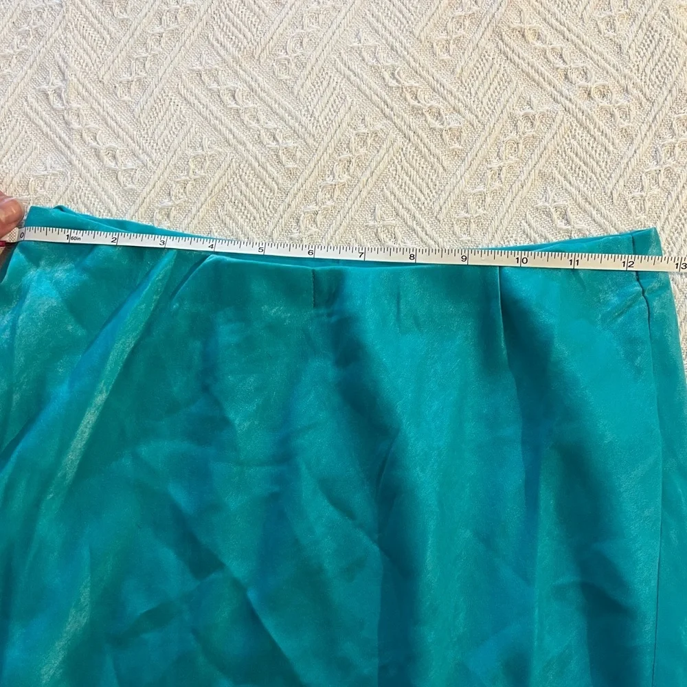 NWT Band of the Free Nida Satin Elastic Waist Midi Skirt turquoise mermaid sz S - Picture 6 of 7